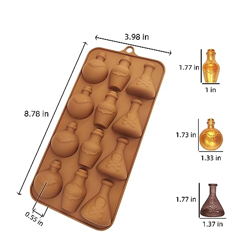 Halloween Silicone Potion Bottle Molds Set - 3pcs Food Grade Candy & Ice Cubes