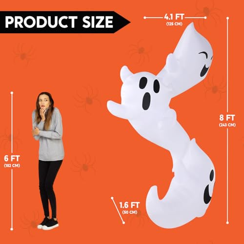8ft Tall Inflatable Ghosts for Trees Halloween Outdoor Decorations Light Up Yard Decor