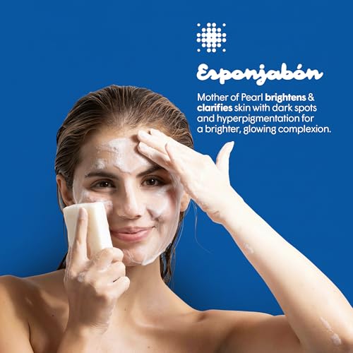 T.Taio Esponjabon Mother of Pearl Soap Sponge - Cleansing Shower Scrubber - Cleaning Bath Wash Scrub - Oil Removal - Massage & Lather Foot, Elbow, & Face - Bathroom Accessories - Fresh Scent (5-Pack)