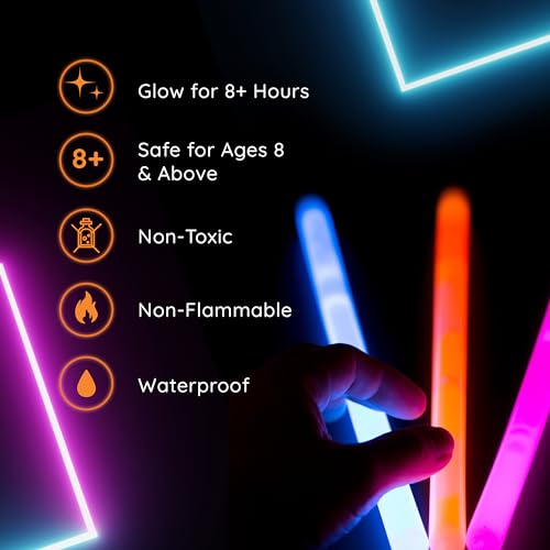 Glow Fever Glow in The Dark Glow Sticks Bulk Party Pack - Multi Color 100 Count with End Caps & Lanyards - Neon Party Favors for Events