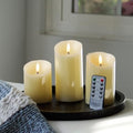 Rechargeable Flameless Candles Set of 3 with Remote & Timer - Real Wax LED Pillar Candles for Holiday & Home Decor