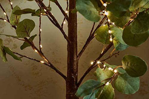 Lighted Eucalyptus Tree 4FT - Plug-in Artificial Greenery with 160 Warm White LEDs for Holiday & Party