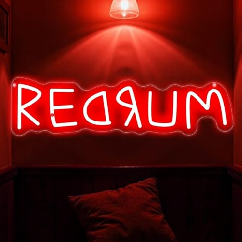 Redrum Neon Sign Horror Wall Decor Gothic Gaming Room - Red 16.5x4.3" - Variation of THIS listing