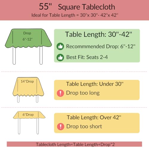 Alsoo Fall Gingham Square Tablecloth 55x55 Inches Cotton Linen Style - Orange & White