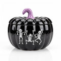 Bone Dance Cookie Jar - Halloween Black Pumpkin & Skeleton Treat Container