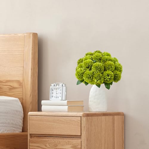 Artificial Green Chrysanthemum Flowers Ball Set - 12 Pcs for Decor & Centerpieces - Pack of 2