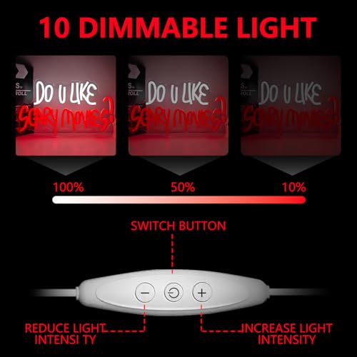 Scary Movie Neon Sign - Halloween Horror Wall Decor, Dimmable LED Light, Spooky Gothic Room Gift (Variation: Scary Movie)