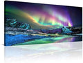 Aurora Borealis Canvas Wall Art - Northern Lights Scenery, 40x20 Inches, Ready to Hang - Aurora Art