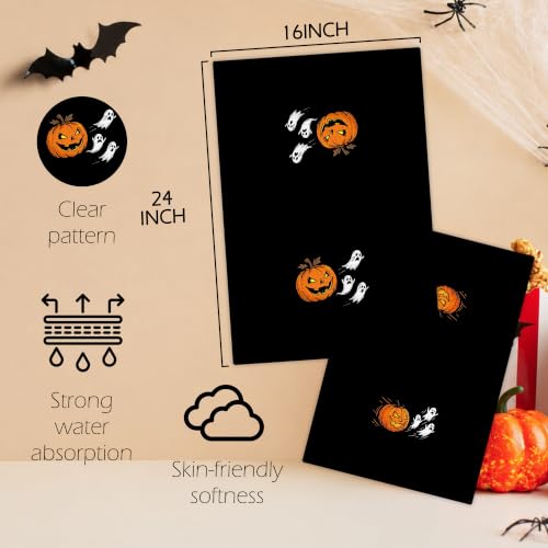 Halloween Pumpkin Ghost Kitchen Towels Set of 2 - Funny Spooky Dishcloths for Bathroom & Kitchen Decor - Ghost8 Variation