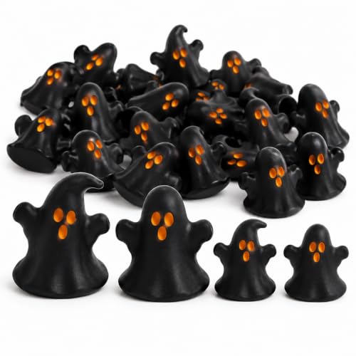 Halloween Mini Resin Ghost Figurines Set of 40 - Spooky Black Decorations