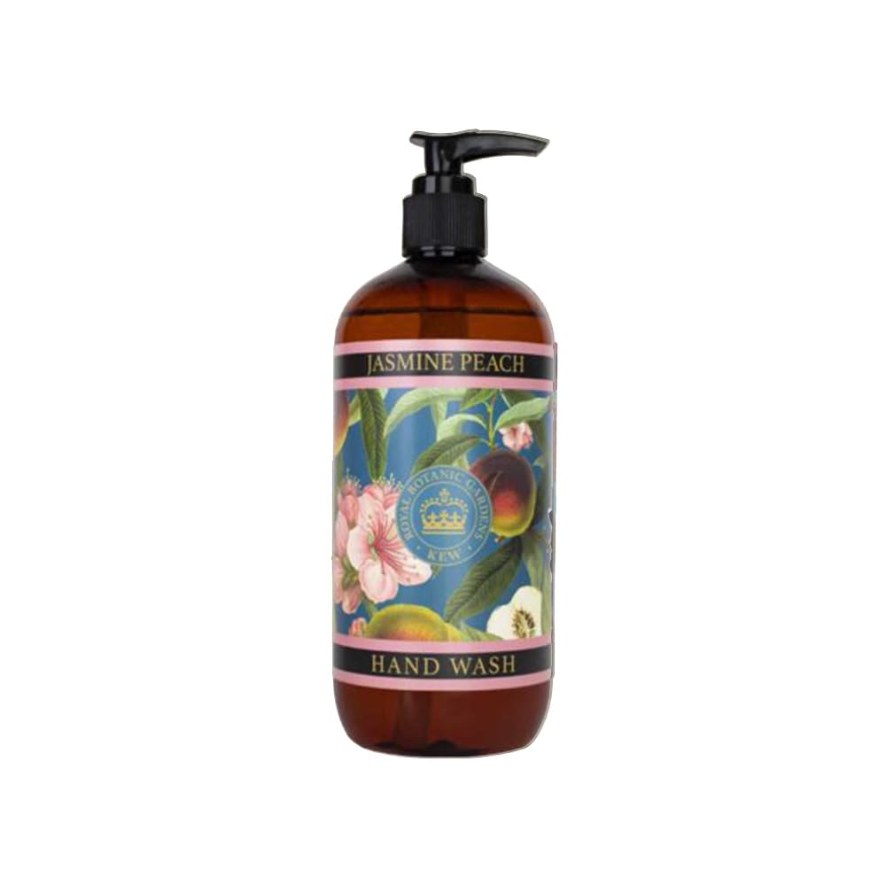 The English Soap Company | Kew Gardens Luxury Hand & Body Wash - Refreshing Vitamin E Formula with Aloe Vera, Jasmine Peach Scent, 17 fl oz