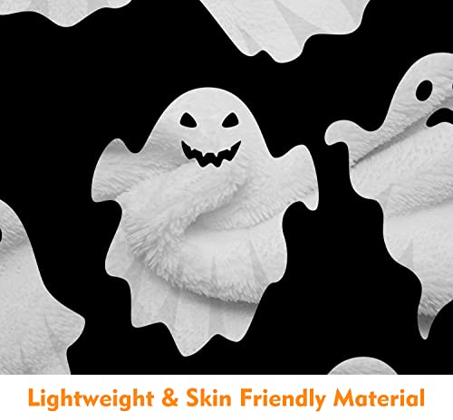 Funny Ghost Halloween Throw Blanket - 40x50 Inch Cozy Flannel Bed Couch Decor - Black & White Variation