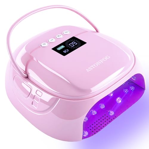 Purple UV LED Nail Lamp for Gel Polish - Cordless Rechargeable 126W with Auto Sensor & 4 Timers