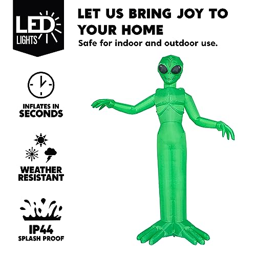 9 FT Tall Halloween Inflatable Alien Decoration with Built-in LEDs for Outdoor Yard Garden