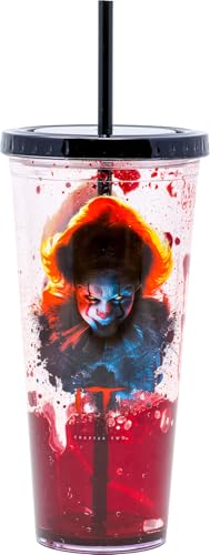 20oz Liquid Filled Acrylic Tumbler with Straw - IT Horror Variation