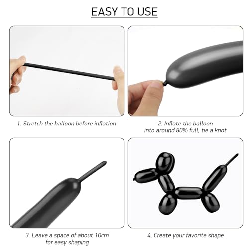 Black Long Balloon for Balloon Animals & Party Decorations - 260 pcs