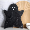 Halloween Ghost Marble Cheese Board - Black 11.8 x 9.8 Inch Serving Tray for Cheese & Appetizers
