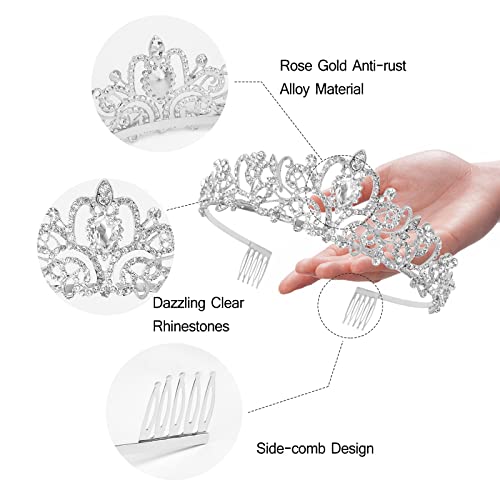 Bride To Be Sash & Crystal Crown Set - Silver Wedding & Bridal Shower Accessories - Style 2