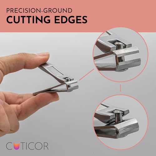 Stainless Steel Nail Clipper Set for Thick Nails with Travel Tin - Durable & Ergonomic