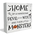 Halloween Wooden Sign - Devil & Witch Holiday Decor for Home & Desk - Variation H13