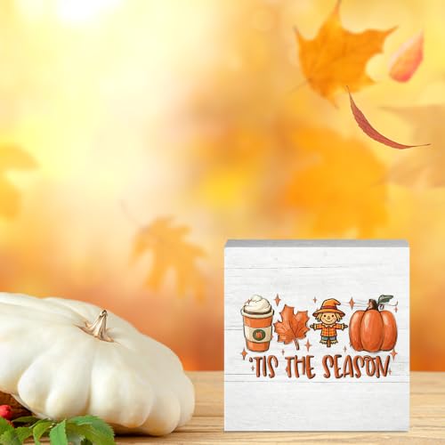 Fall Thanksgiving Decorations for Home Office - Tis' the Season Scarecrow Sign - A Fall 08