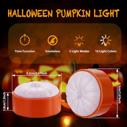 RGB Color Changing Halloween Pumpkin Lights with Remote & Timer - Devil's Laughter Variation