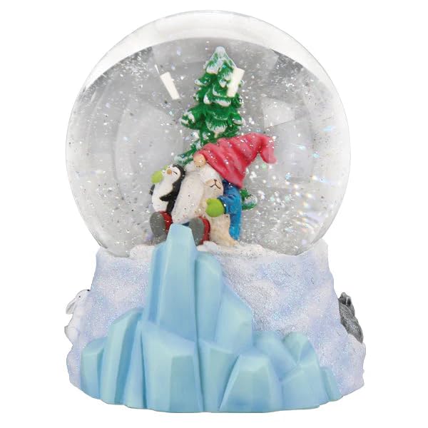 Winter Arctic Gnome Snow Globe - Musical Holiday Figurine with Let It Snow