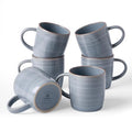 Meteor Blue Gray Coffee Mug Set of 6 - 13oz Ceramic Cups with Handle, Dishwasher & Microwave Safe