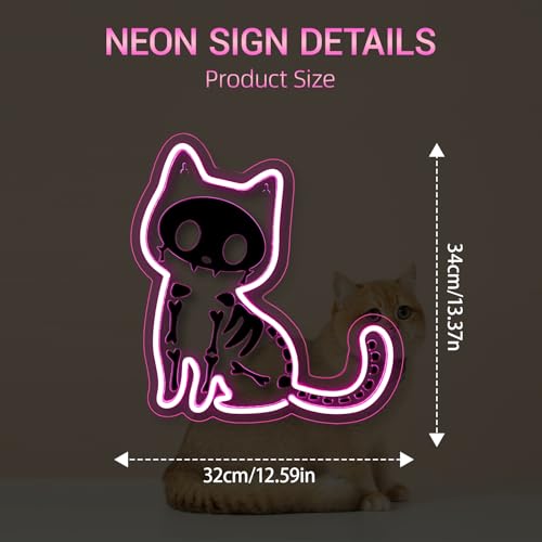 Pink Cat Neon Sign - Cute Animal Neon Light for Pet Spaces with Variation Colorful A Cat