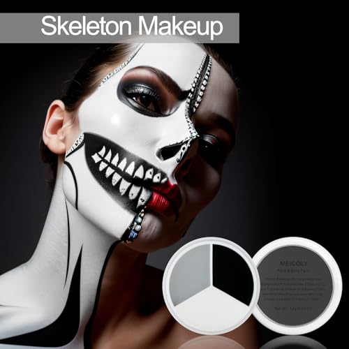 Black White Grey Face Paint Palette - Halloween Zombie Clown SFX Cosplay Makeup