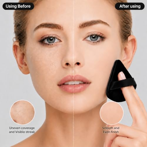 6Pcs Triangle Powder Puffs for Loose & Foundation Makeup - Precise & Soft Application