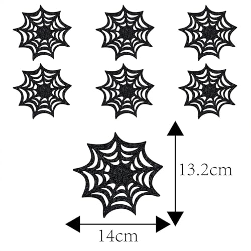 Halloween Spider Web Coasters Set - Black Non-Woven Cup Mat Pads for Party & Home
