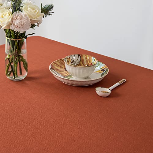 Maxmill Waterproof Spillproof Wrinkle-Free Rectangular Tablecloth 70x52 Inch Rust