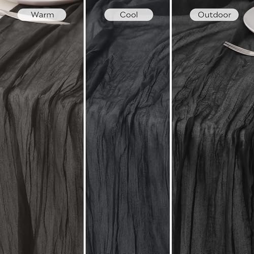 Black Cheesecloth Table Runner 6 Pack - 35x120 Inch Boho Rustic Decor