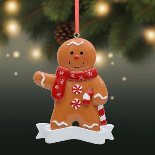Personalized Gingerbread Boy Christmas Ornament - Custom Name & Year