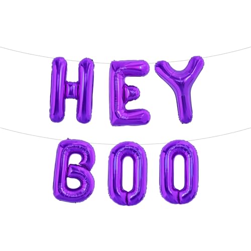16 Inch Purple Hey Boo Foil Banner Balloons Halloween Party Decorations