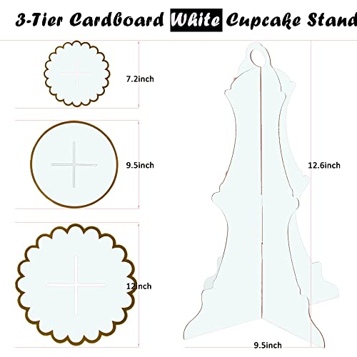 White 3-Tier Cupcake Stand Set 2 Pack for Party Decor & Dessert Display - White-2PCS