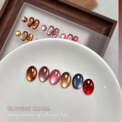 GAOY Glassy Cat Eye Gel Nail Polish Set 6 Colors - Butterfly Garden Variation