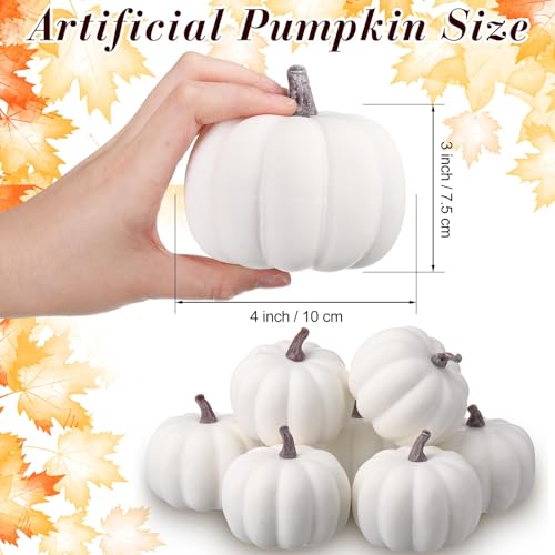 White Artificial Pumpkin Decor Set - 60 Mini Foam Pumpkins for Fall Halloween Thanksgiving