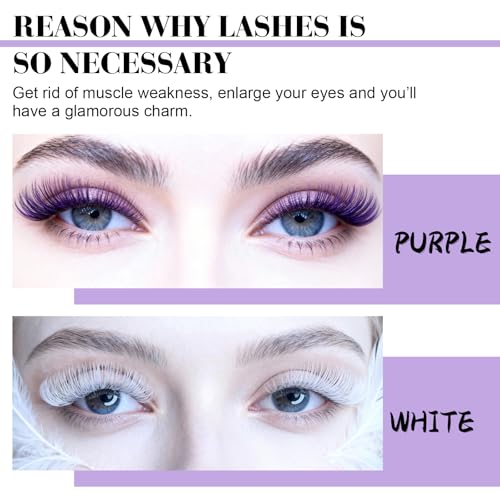 Rainbow Colored False Eyelash Kit - 280PCS DIY Volume Lashes with Glue & Remover - Variation of Colored Light