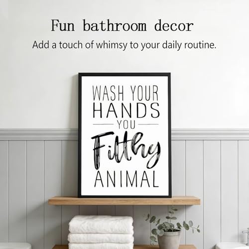 Bathroom Quotes Canvas Wall Art - Black and White Funny Handwashing Quote - 16x24 in - Variation of Bathroom Quotes / 16L x 24W