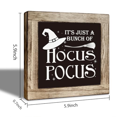 Funny Halloween Decor Sign - It's Just A Bunch Of Hocus Pocus Rustic Wooden Sign for Home - Variation: Hocus Pocus
