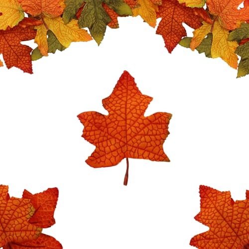 Artificial Maple Leaves Bulk - Small-Leaf Orange Red, 100 Pcs Fall Decor
