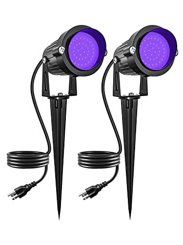 15W LED Black Light Spotlight for Glow Parties & Outdoor Decor - Waterproof 2 Pack