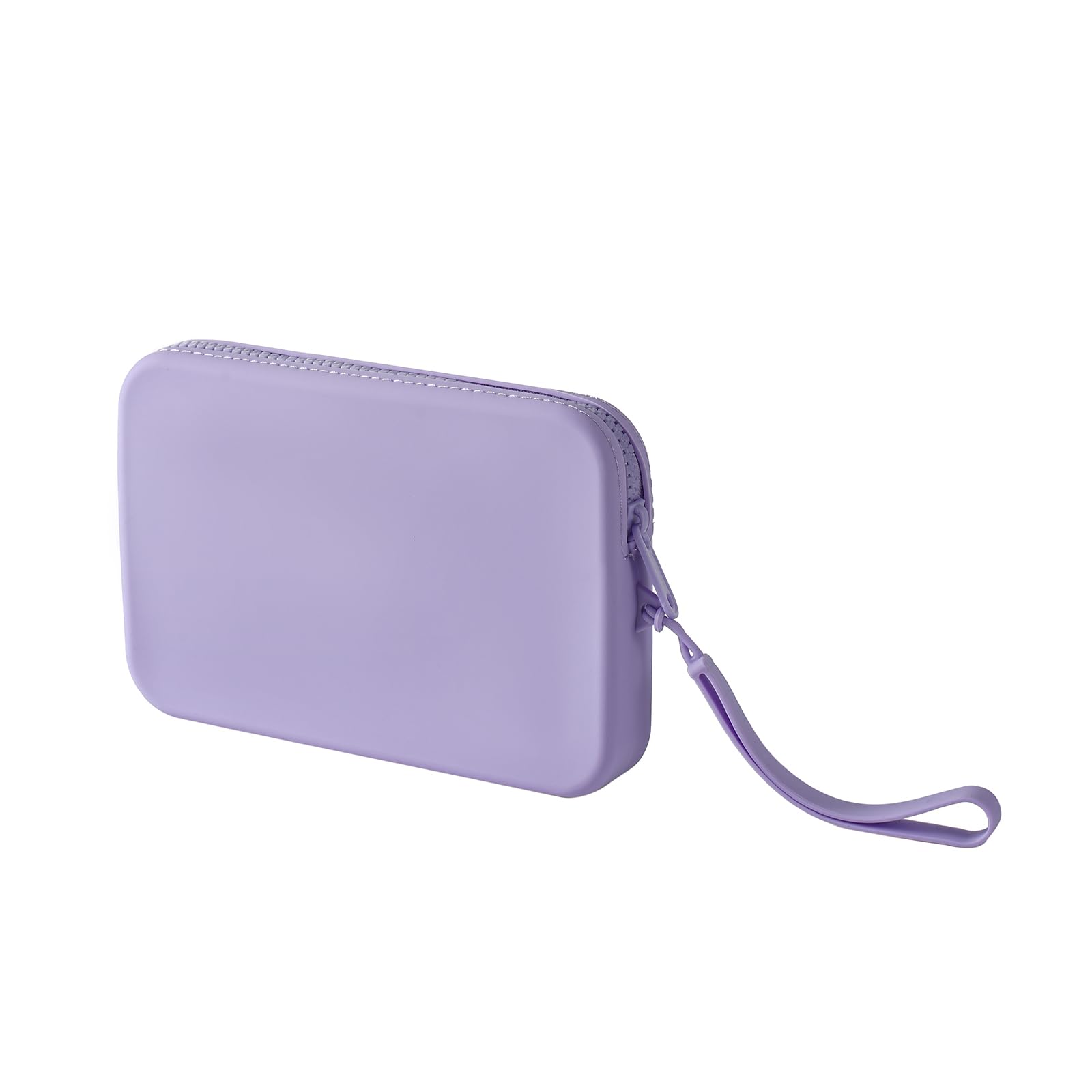 WHHJM Large Silicone Multifunctional Essential Bag Portable Travel Makeup Bag for Women Men Cards Cash Bag Zipper Pouch (Purple)