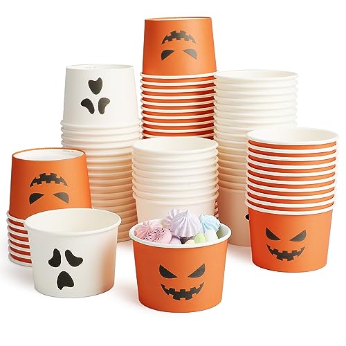 150 Pack Halloween Snack Cups 8oz Disposable Pumpkin Ghost Paper Bowls