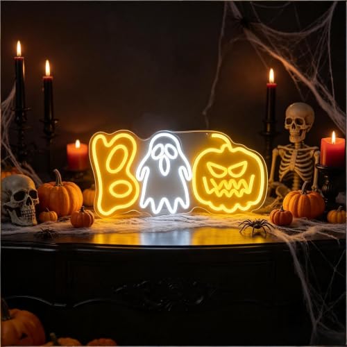 Halloween Boo Ghost Pumpkin Neon Sign USB Dimmable Wall Decor - Boo2