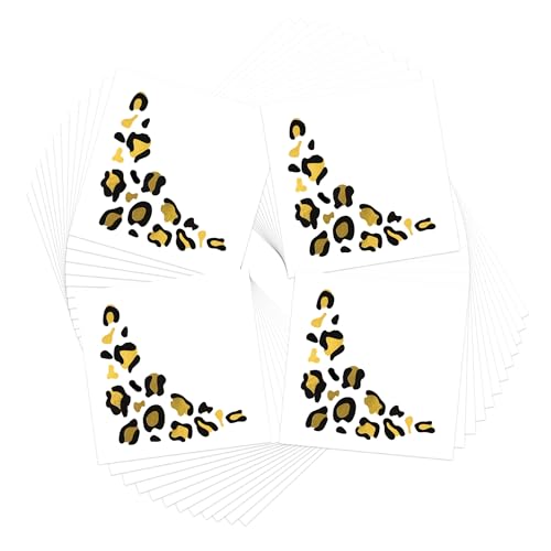 Gold & Black Leopard Print Metallic Under Eye Temporary Tattoos - 48 Pack - Cheerleading & Spirit Events
