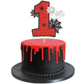 First 1 Number Cake Topper - Spider Web Birthday Party Decoration - Variation: One Red-9
