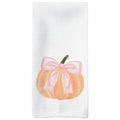 Pink Bowknot Fall Kitchen Hand Towels - Pumpkin Autumn Dishcloths - 16x24in - Pink-1